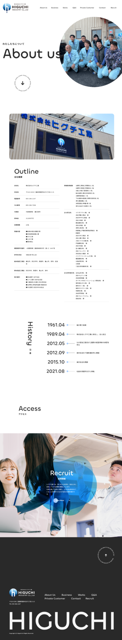 株式会社ヒグチ工業 様のWEBサイト